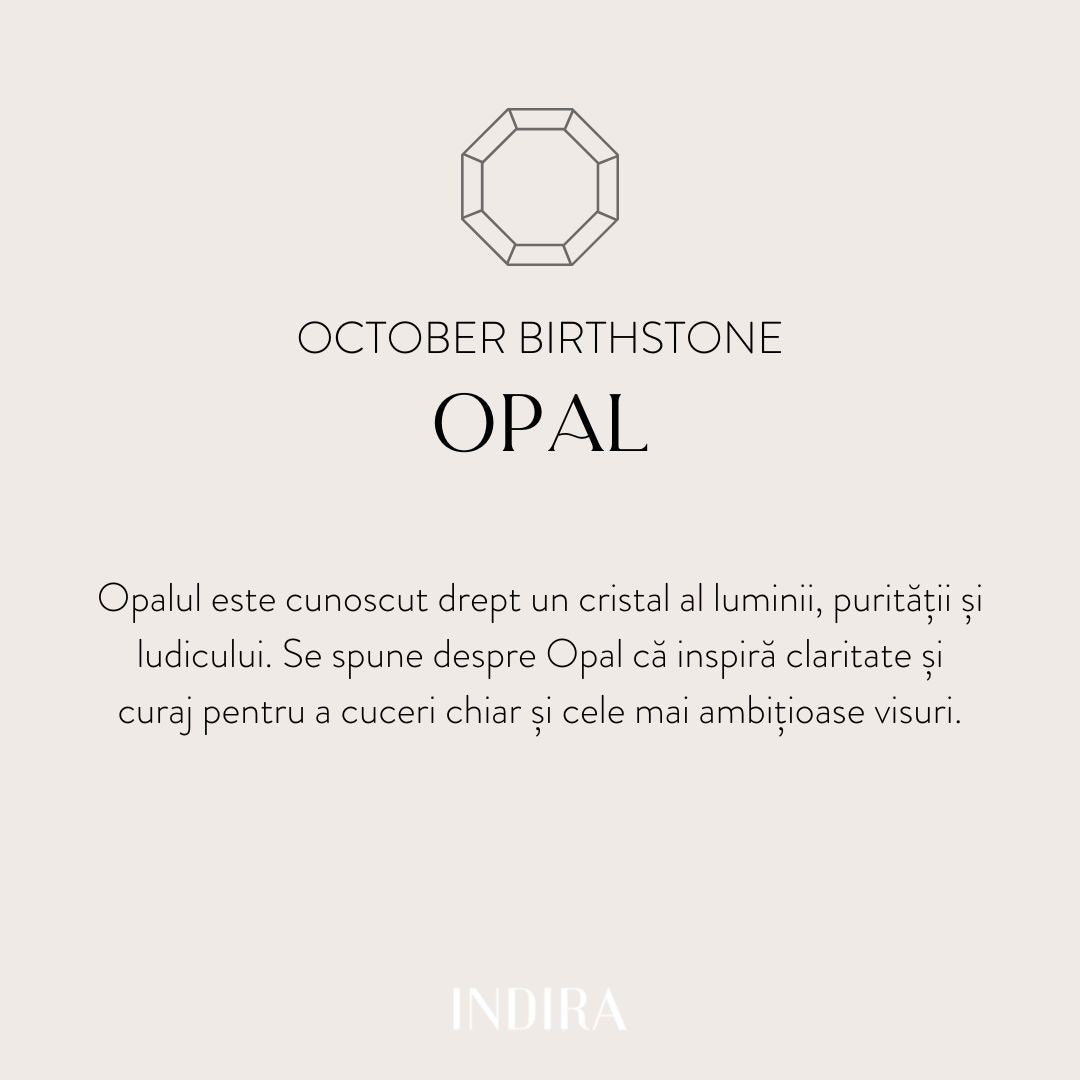 Pendentif en argent Pierre de naissance Octobre dorée - Opale - Indira
