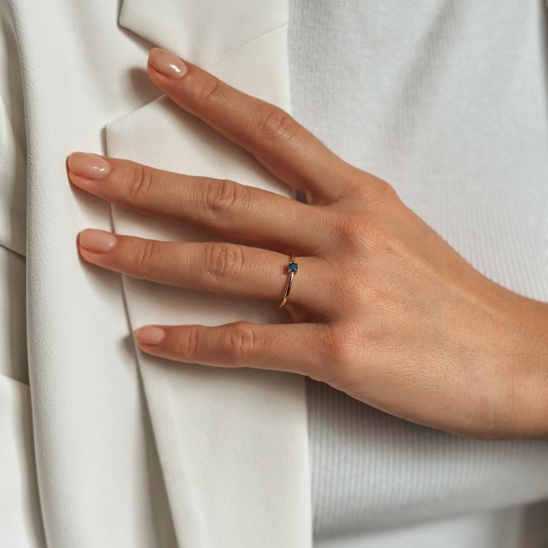 Inel din argint Birthstone Golden September - Safir - Indira