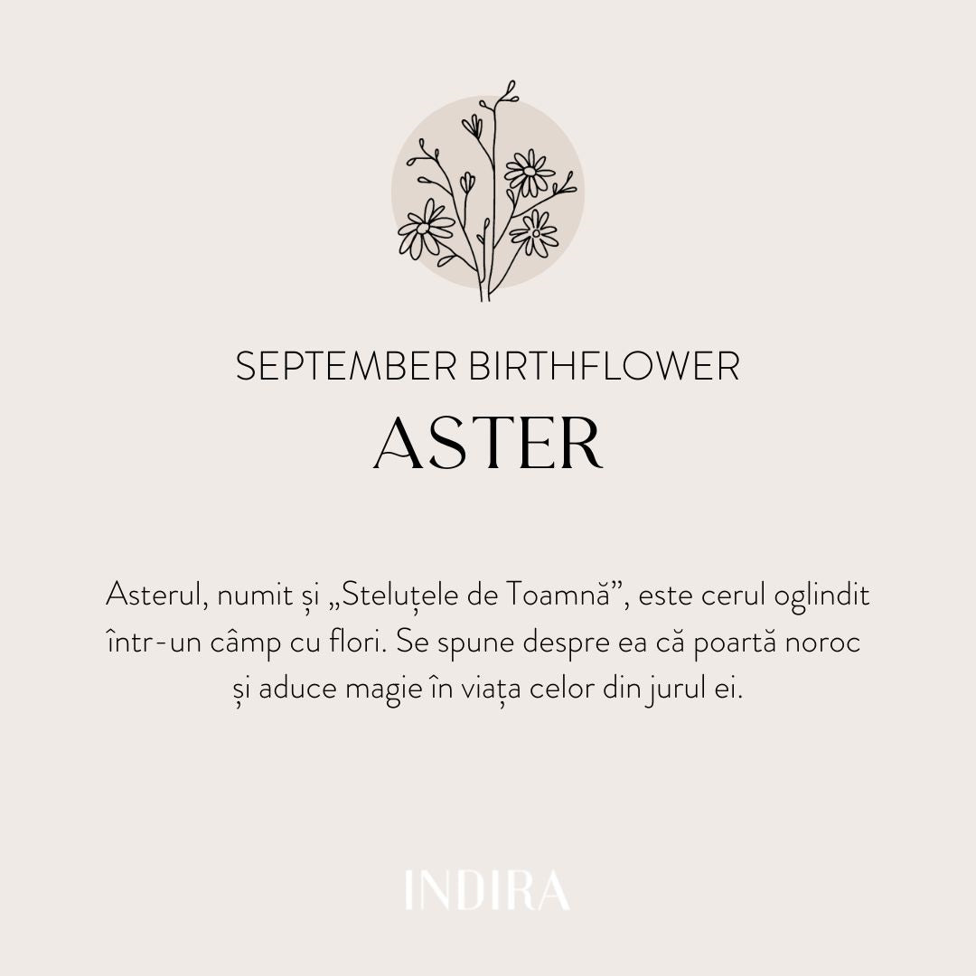 Bracelet cordon en argent Silver BirthFlower - Septembre Aster - Indira
