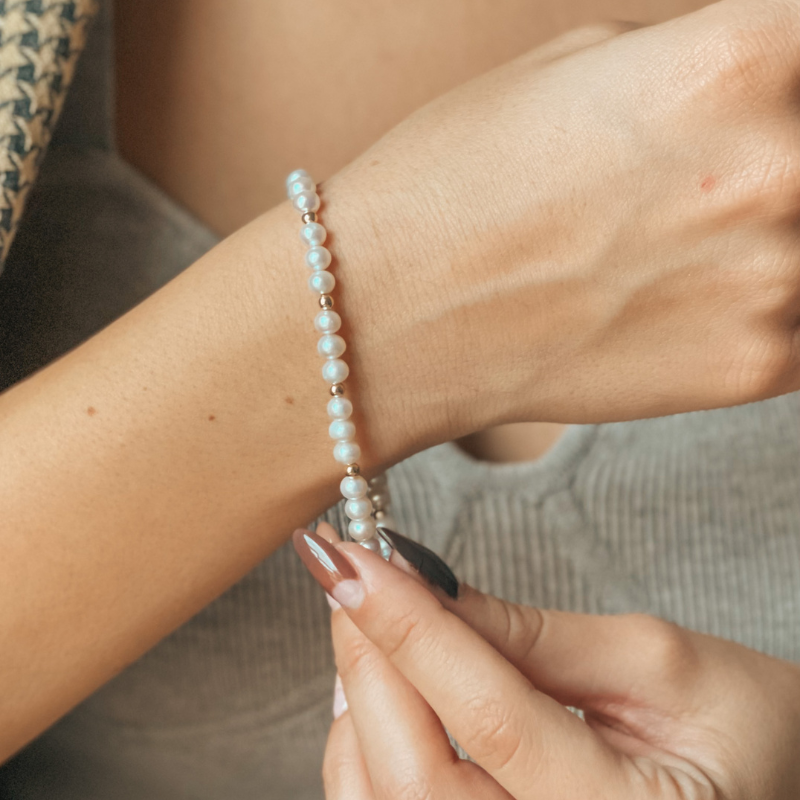 Bracelet en or Golden Sonet - Perles Naturelles - Indira