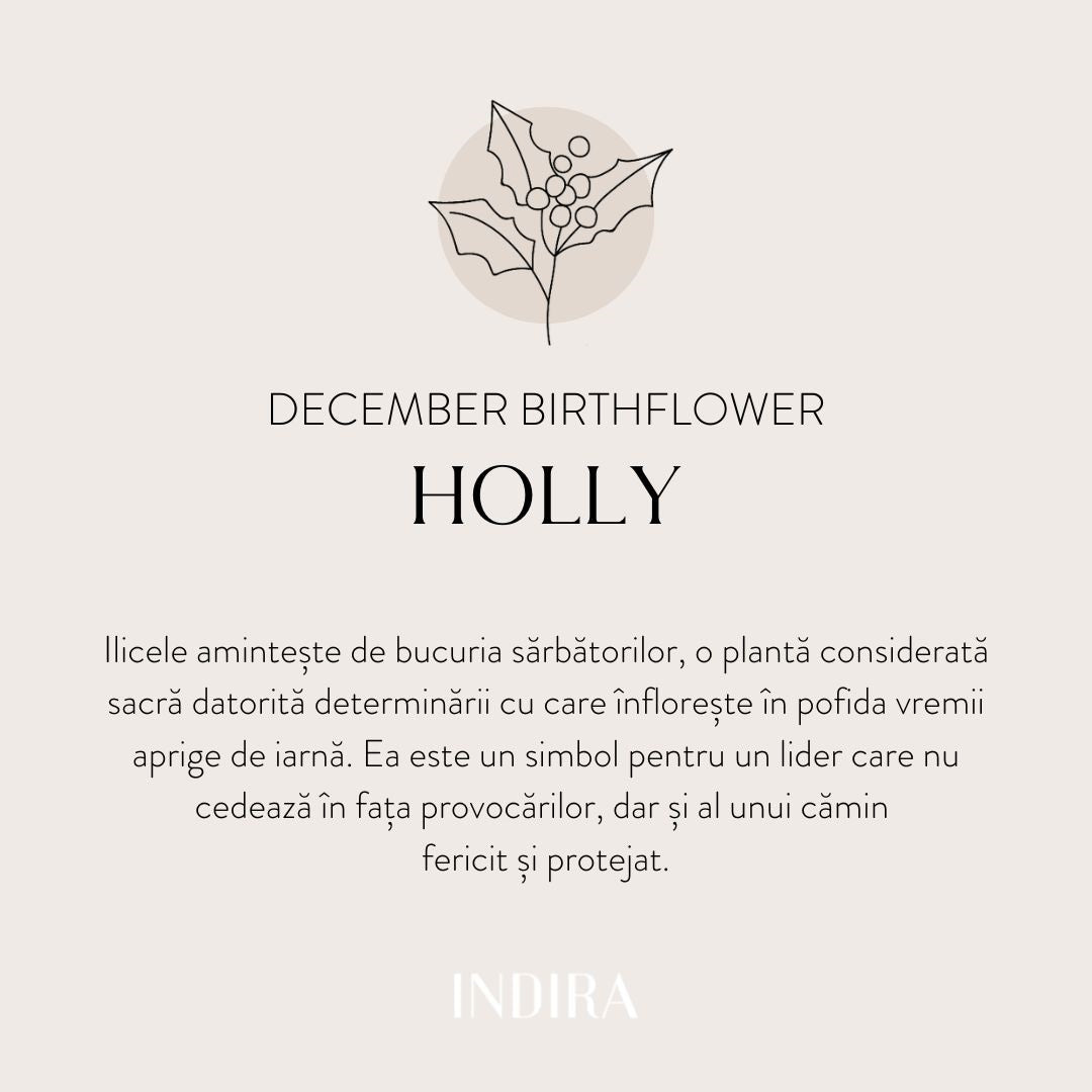 Fleur de Naissance - Bracelet cordon décembre Holly en or blanc