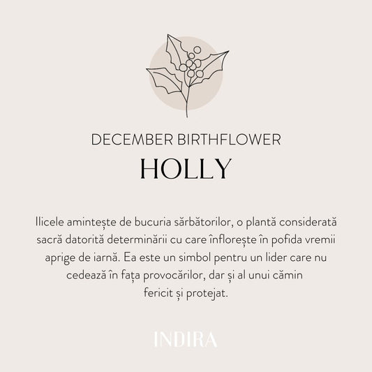 Brățară șnur din argint Golden BirthFlower - December Holly - Indira