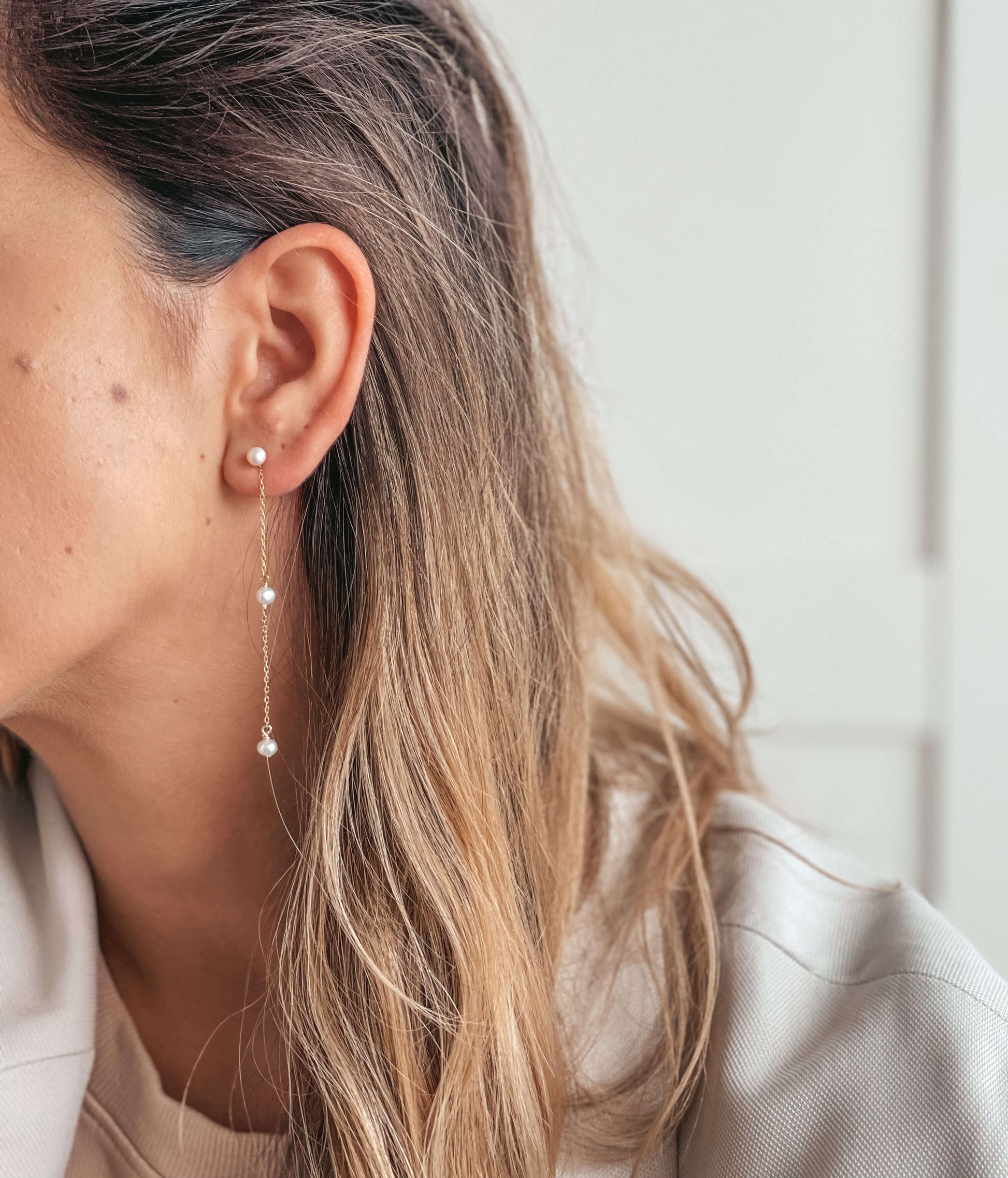 Boucles d'oreilles en argent Golden Leilani - Perles naturelles - Indira