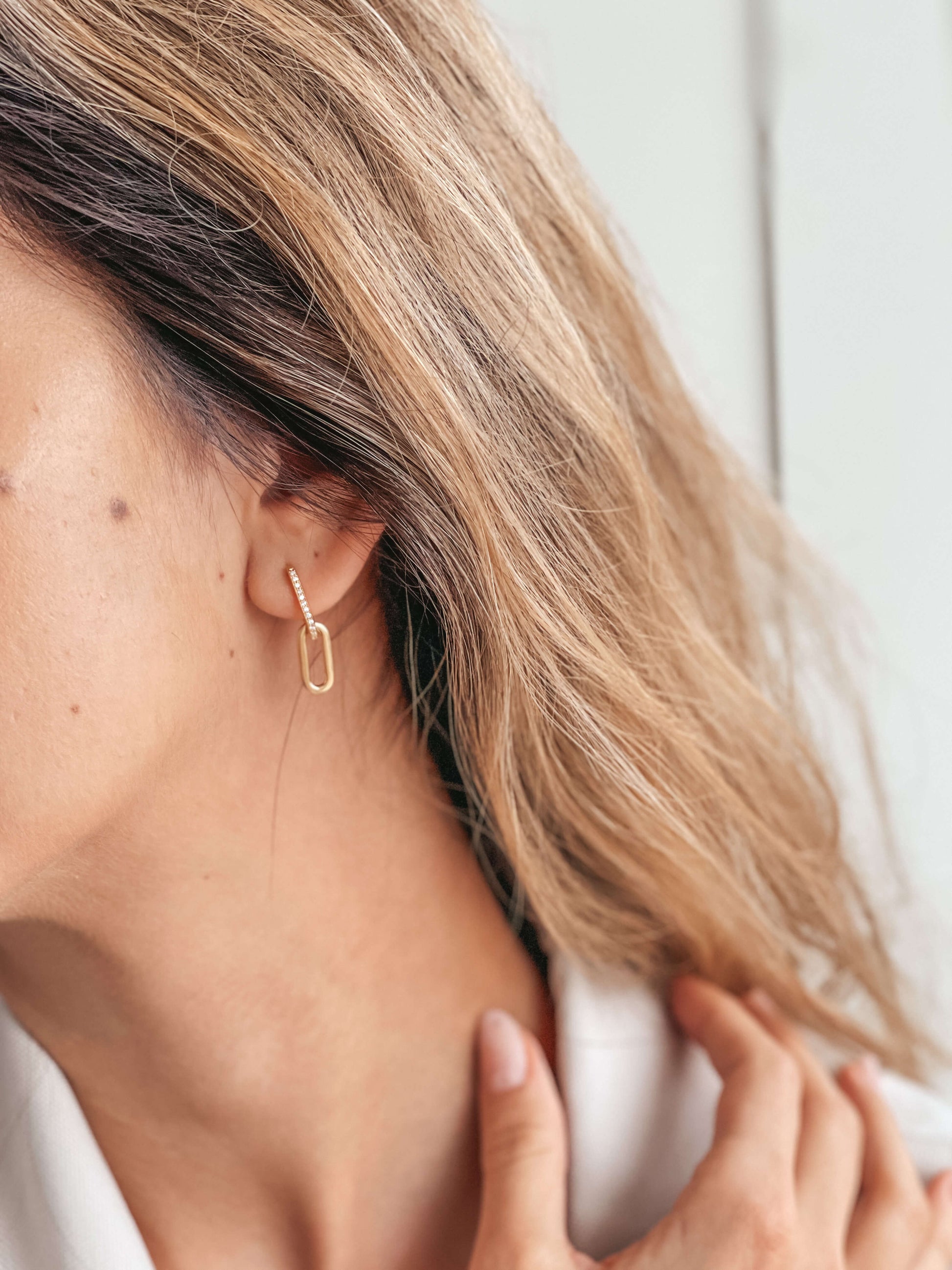 Boucles d'oreilles en argent Golden Jessica - Zirconium - Indira