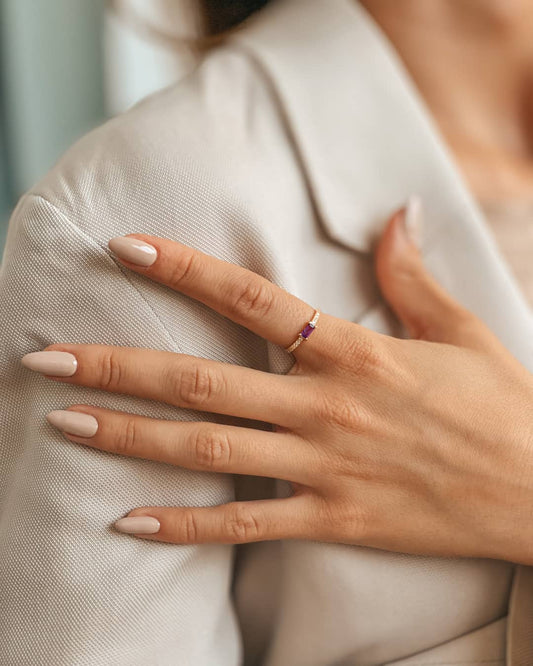 Inel din argint Golden Precious - Ametist - Indira