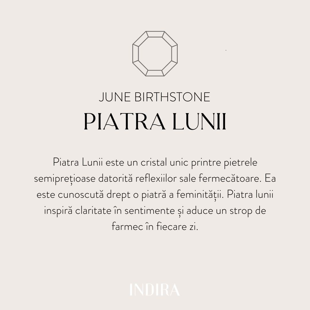 Boucles d'oreilles en argent Birthstone Golden June - Pierre de Lune - Indira