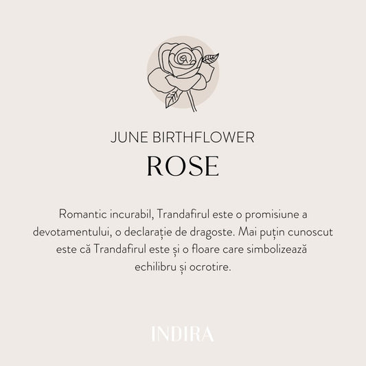 Pandantiv din aur Birth Flower - June Rose - Indira