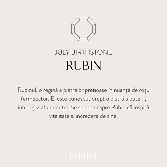 Bracelet cordon en argent Birthstone Silver July - Rubis - Indira