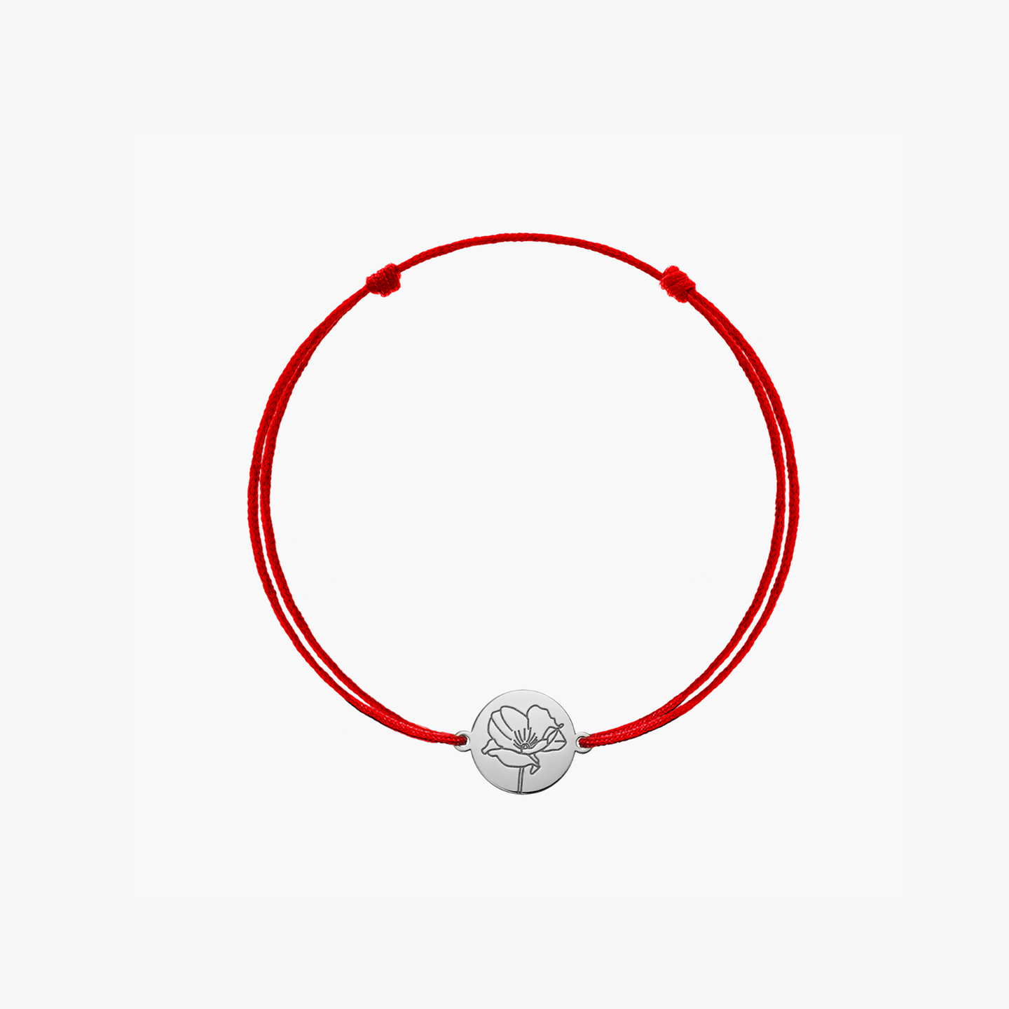 Bracelet cordon pour enfants en or blanc Birth Flower - Août Pavot - Indira