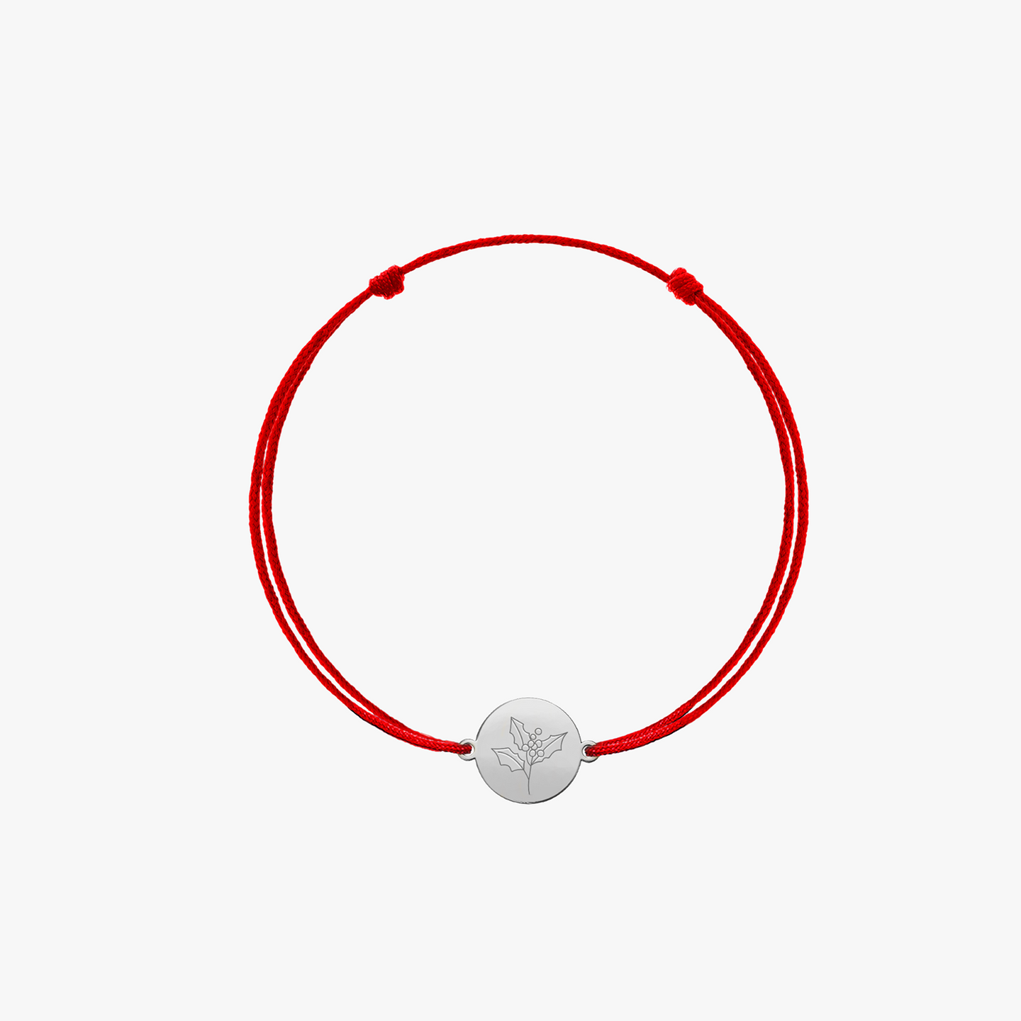 Bracelet cordon pour enfants en or blanc Birth Flower - December Holly - Indira