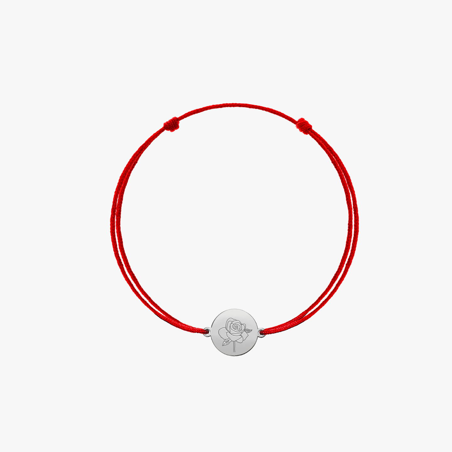 Bracelet en cordon pour enfants en or blanc Birth Flower - Rose de juin - Indira