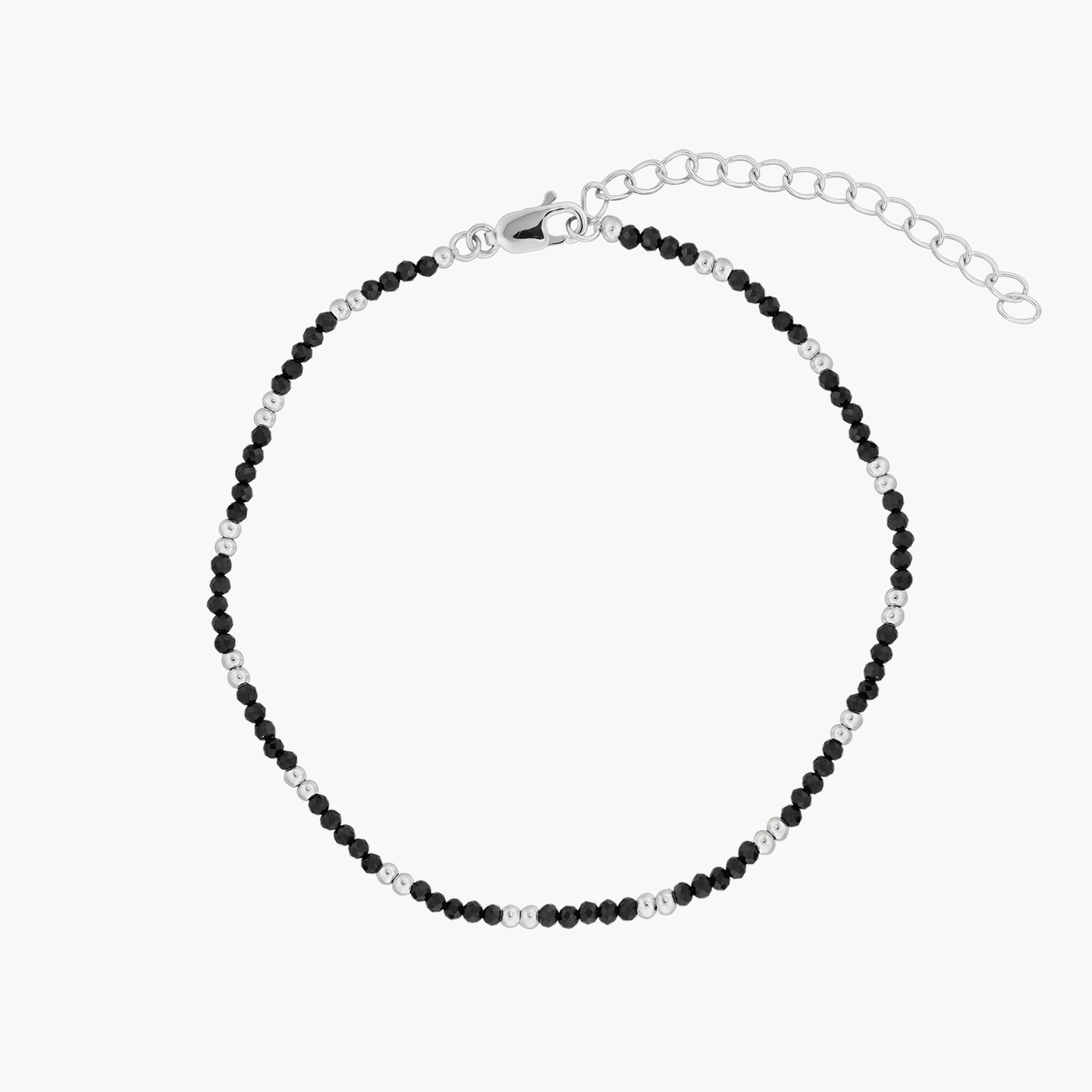 Chaîne de cheville en argent Summerscape - Spinelle Noir - Indira