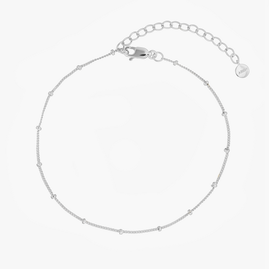 Bracelet de Cheville en Argent Perlé