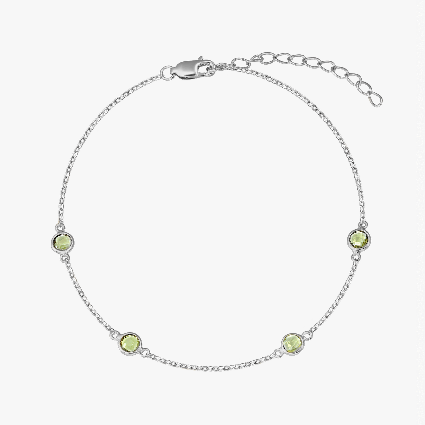 Bracelet en argent Pierre de naissance août - Péridot - Indira