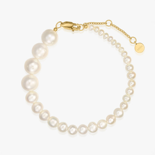 Bracelet Argenté Crescendo Doré - Perles Naturelles