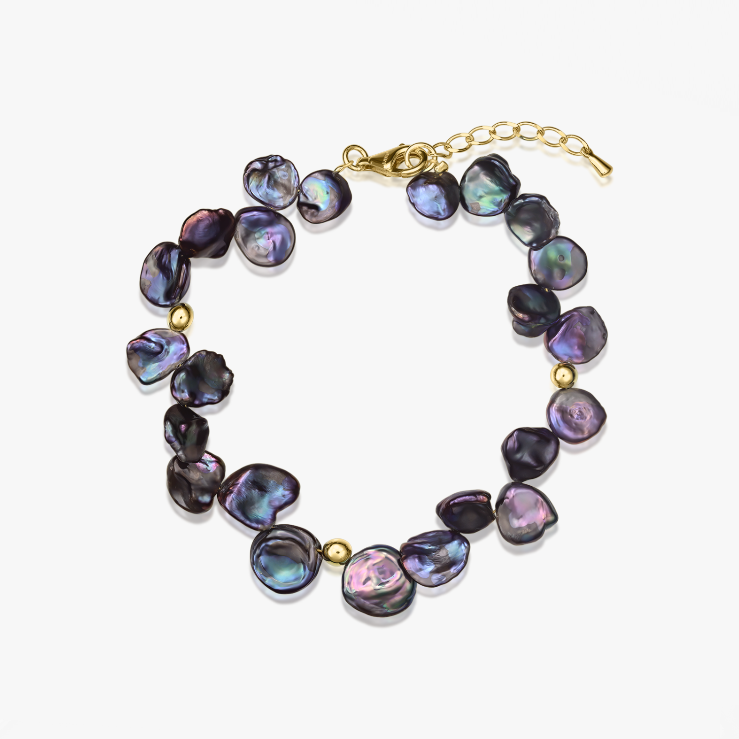 Bracelet en or Golden Lulu - Perles Keshi Noires - Indira
