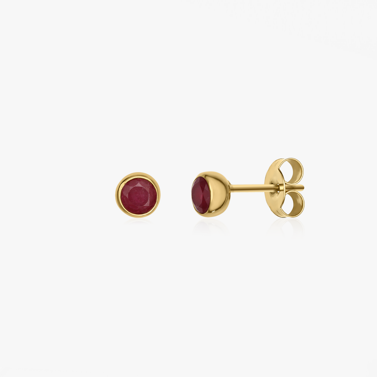 Boucles d'oreilles en argent Birthstone Golden Juillet - Rubis - Indira
