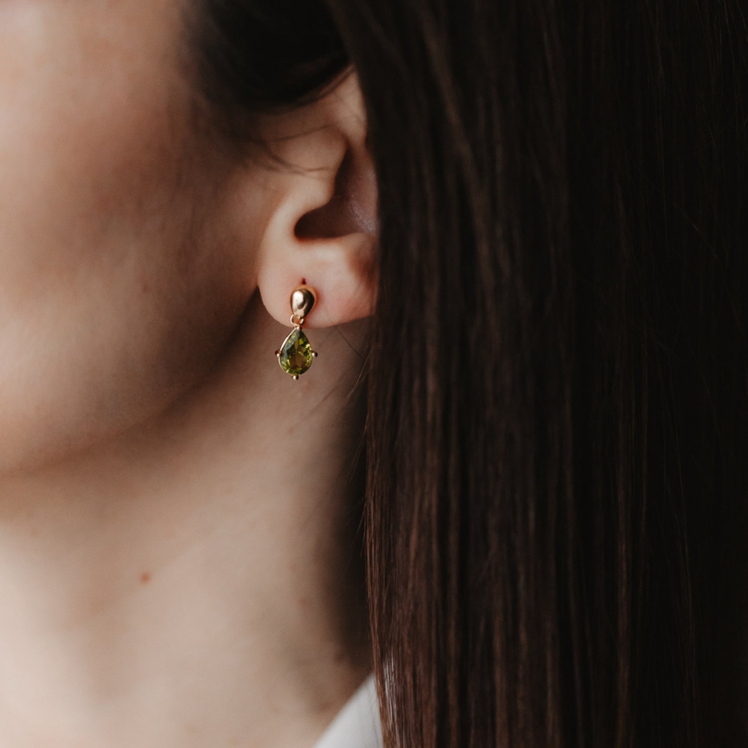 Boucles d'oreilles en argent doré Kaylee - Péridot