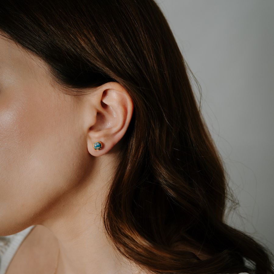 Boucles d'oreilles argent Kaylee dorées - Turquoise
