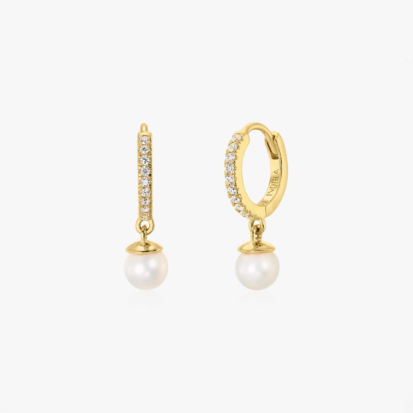 Boucles d'oreilles en argent Golden Kalya - Perles naturelles, Zirconium - Indira