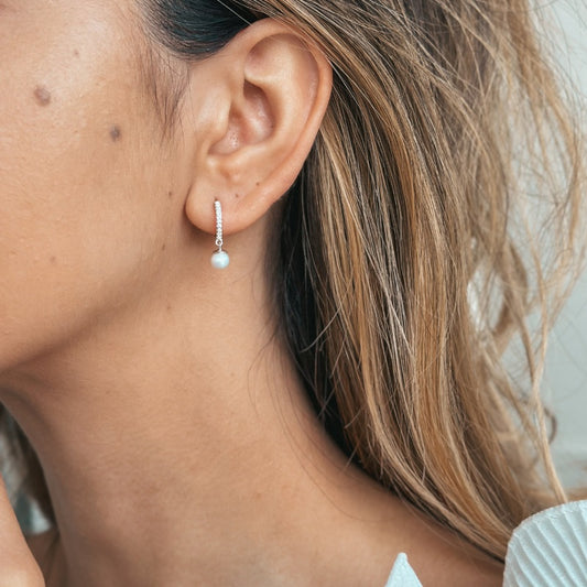 Boucles d'oreilles en argent Kalya - Perles naturelles, Zirconium - Indira