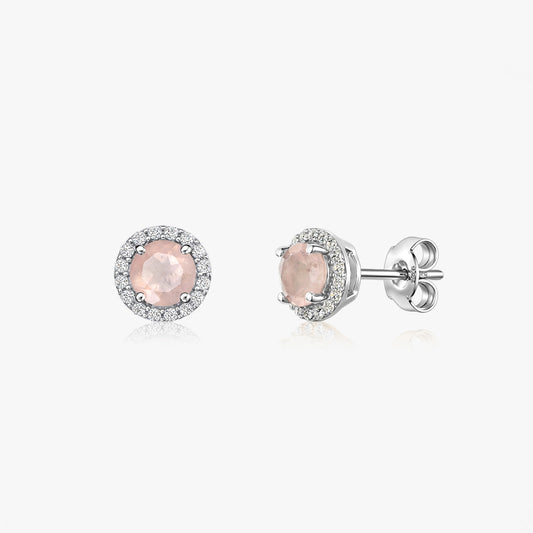 Boucles d'oreilles Keira en argent - Quartz rose
