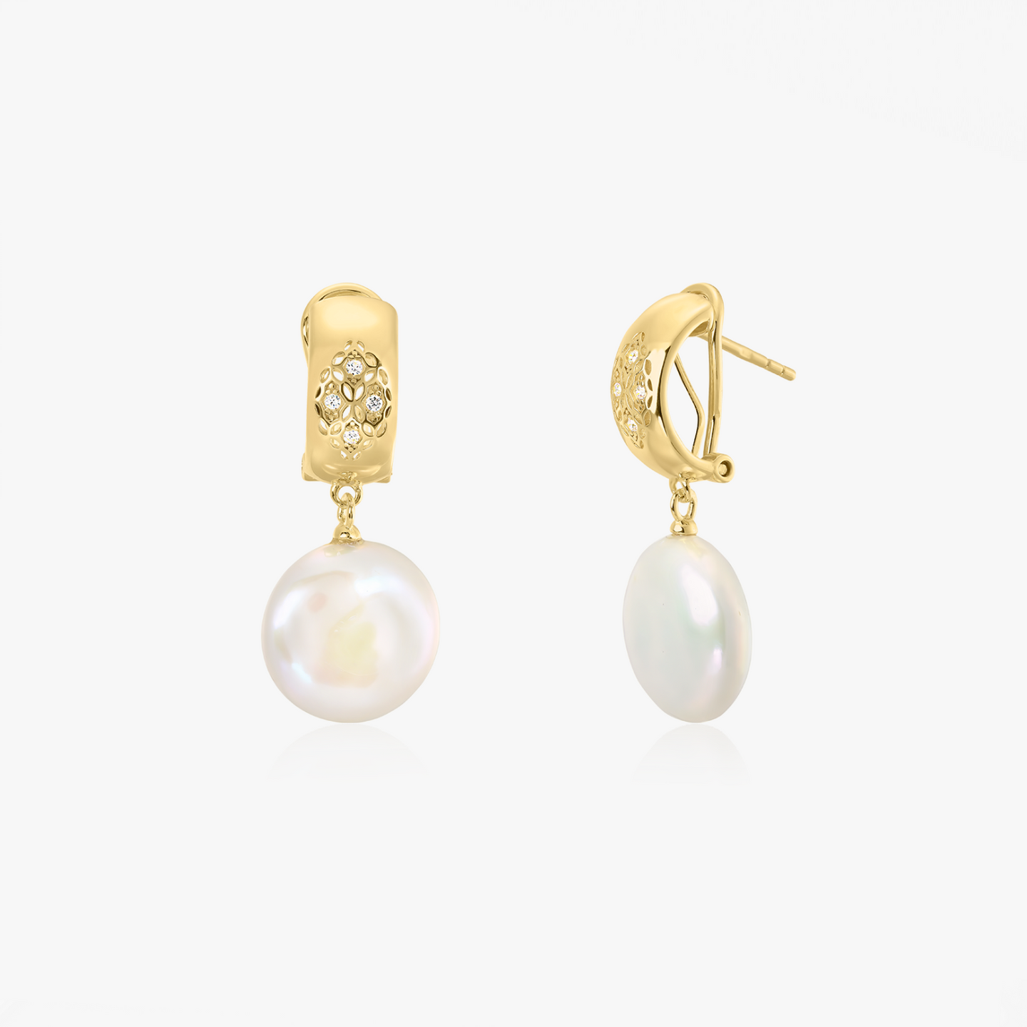 Boucles d'oreilles en argent Mika - Perles naturelles et zirconium - Indira
