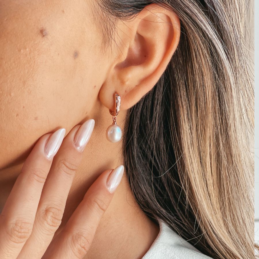Boucles d'oreilles argent Classic Pearls Rose - Perles Naturelles