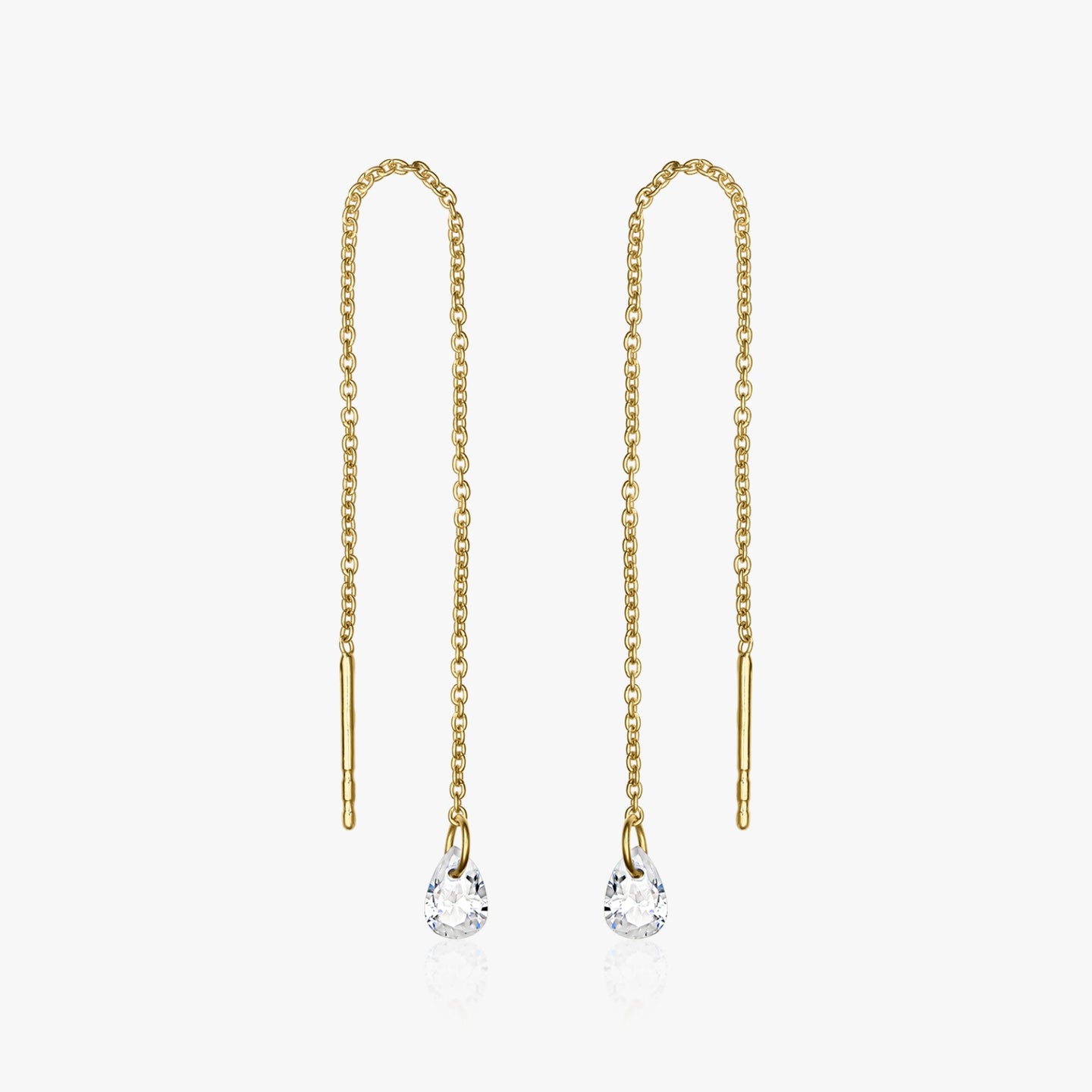 Boucles d'oreilles en argent Golden Solitaire - Zirconium - Indira