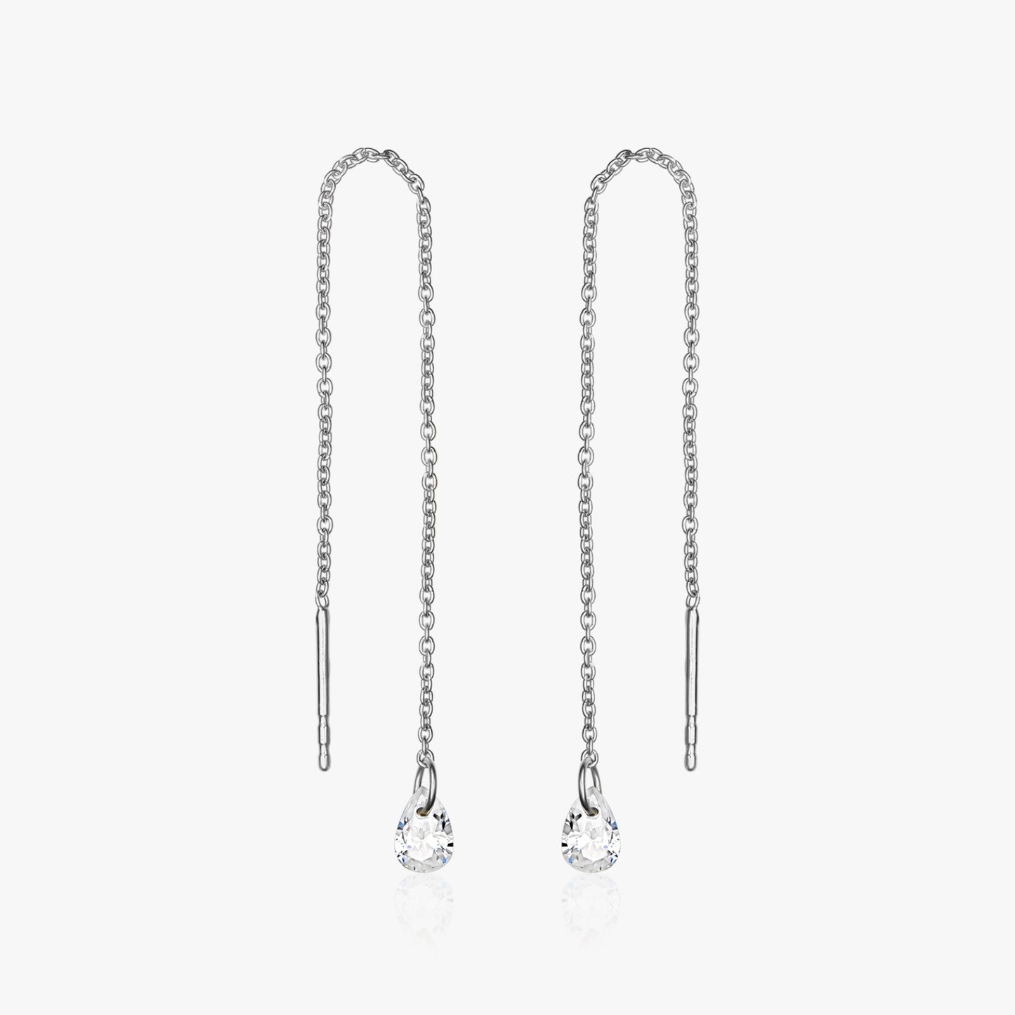 Boucles d'Oreilles Solitaire en Argent - Zircon