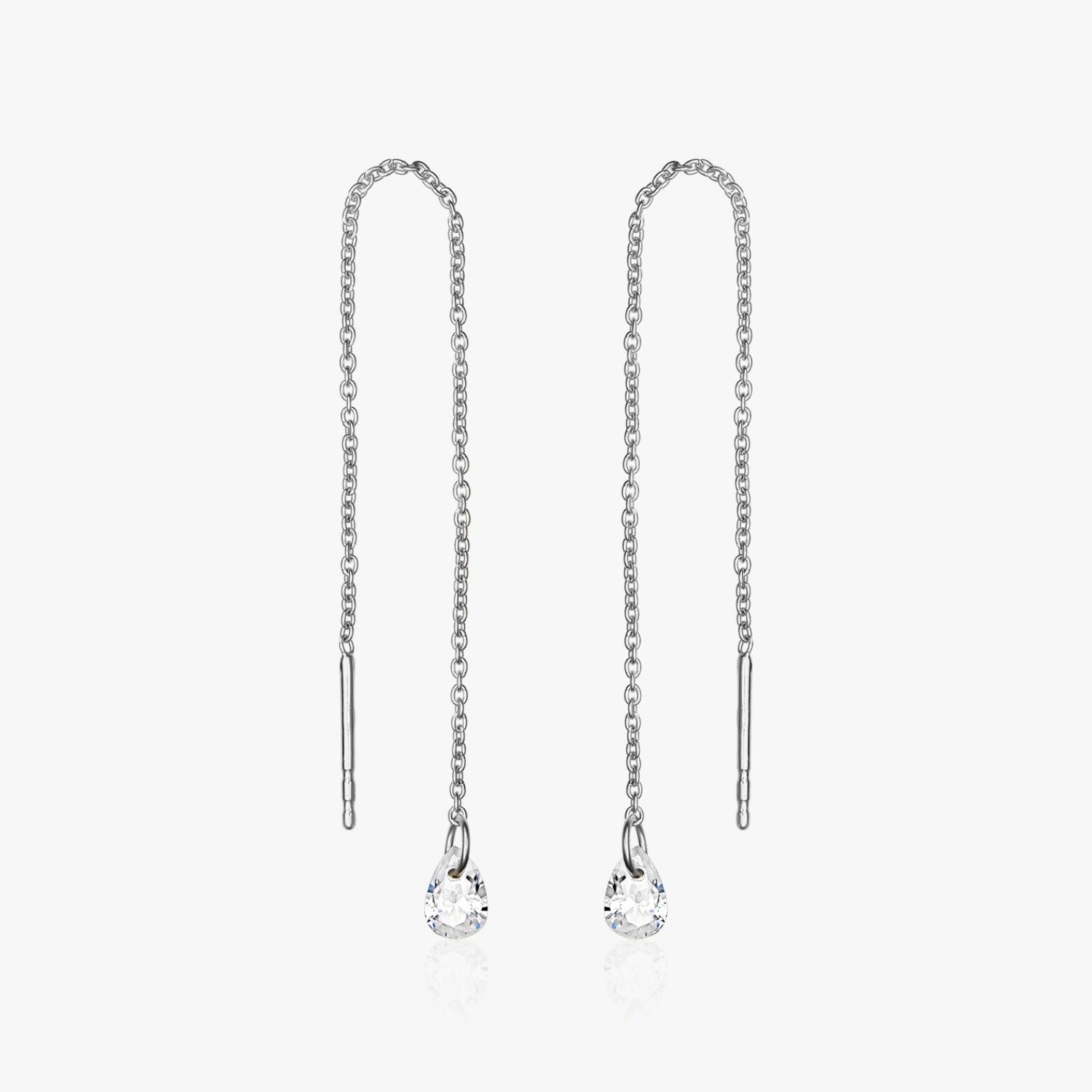 Boucles d'Oreilles Solitaire en Argent - Zircon