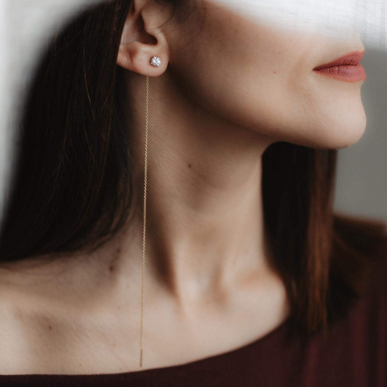 Boucles d'Oreilles en Argent Plaqué Or avec Zircon Cubique Blanc Sadie