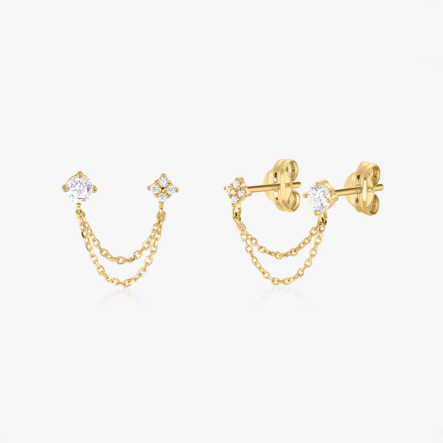 Boucles d'oreilles en or Double Chained Stones - Indira