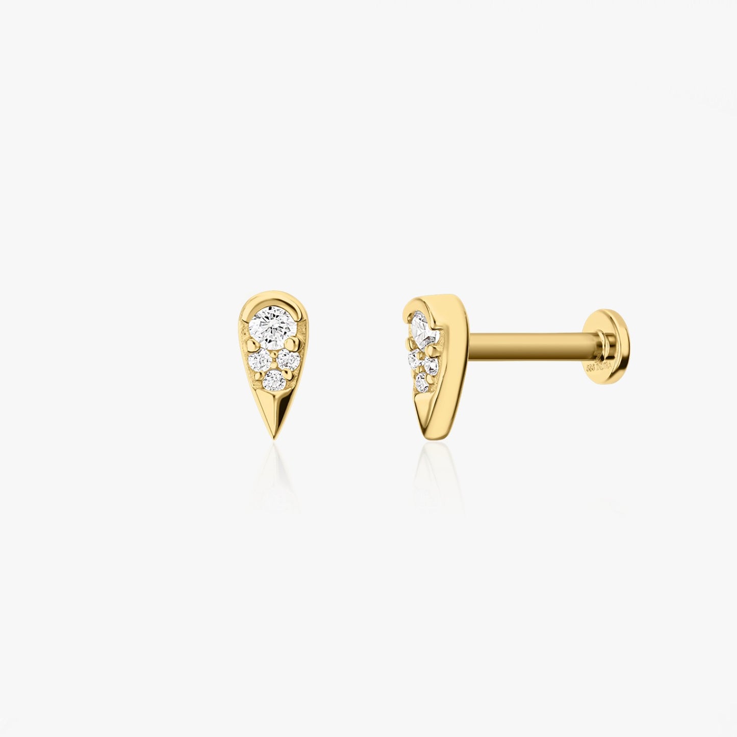 Boucles d'oreilles Labret en Or Jaune - Goutte de Zircon