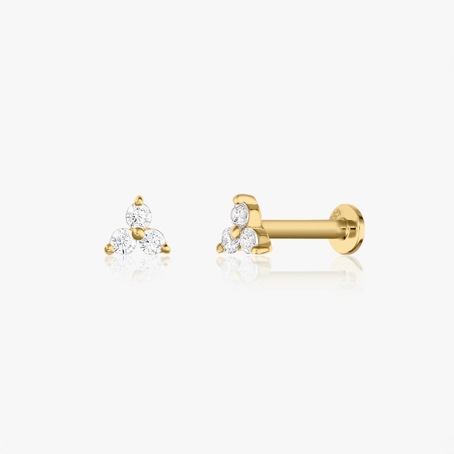 Boucles d'Oreilles Labret en Or Jaune - Pétales avec Zircon