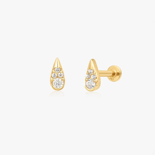 Boucles d'oreilles Labret en Or Jaune - Goutte de Zircon