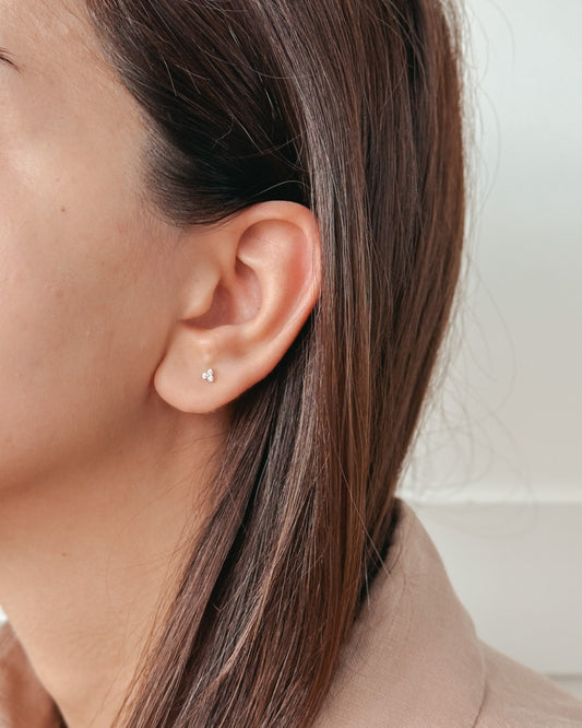 Boucles d'Oreilles Labret en Or Jaune - Pétales avec Zircon