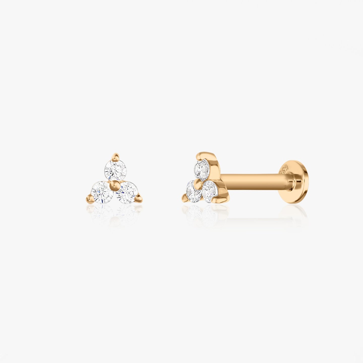 Boucles d'Oreilles Labret en Or Jaune - Pétales avec Zircon