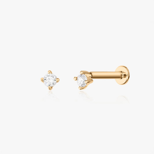 Boucles d'Oreilles Labret en Or Jaune Simple Éclat - Zirconium