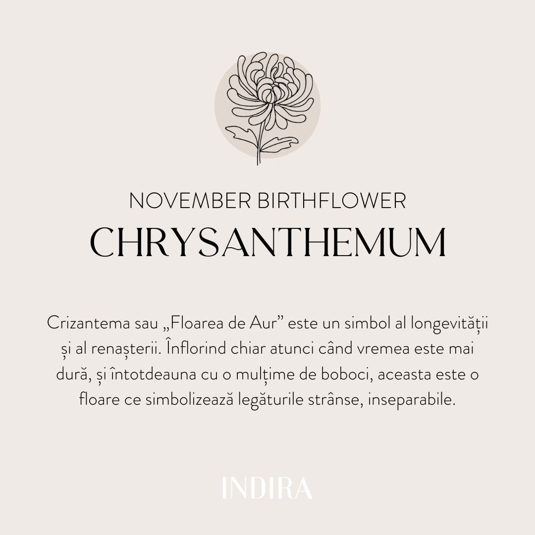 Fleur de Naissance Enfant Or - Bracelet Cordon Chrysanthème Novembre
