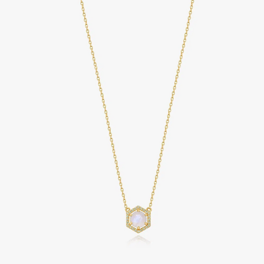 Colier din argint Golden Lucy - Piatra Lunii - Indira