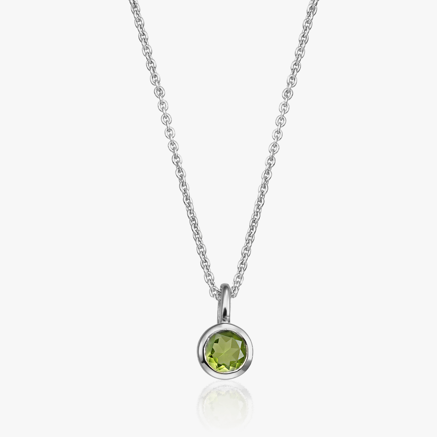 Collier en argent Pierre de naissance août - Péridot - Indira