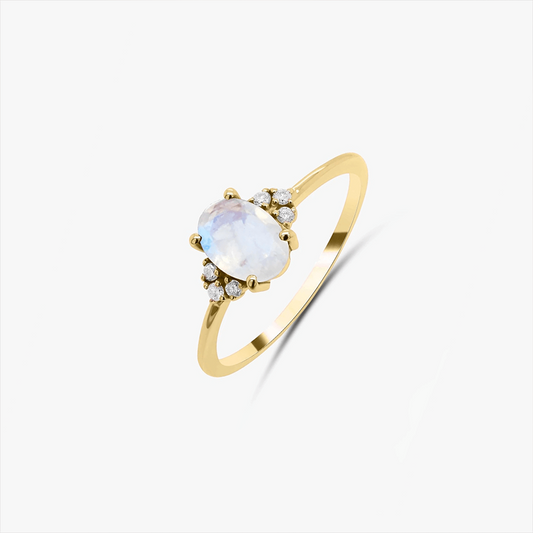 Inel din argint Golden Radiant – Piatra Lunii, Topaz Albastru
