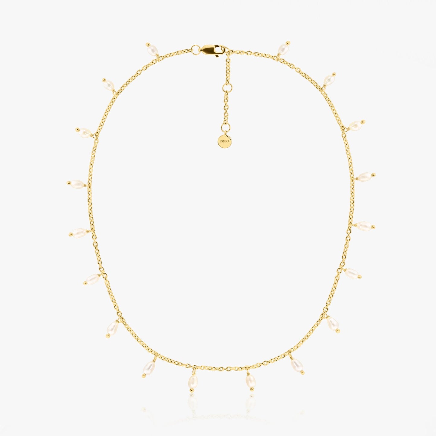 Collier en Argent avec Gouttes de Perles Dorées - Perles Naturelles