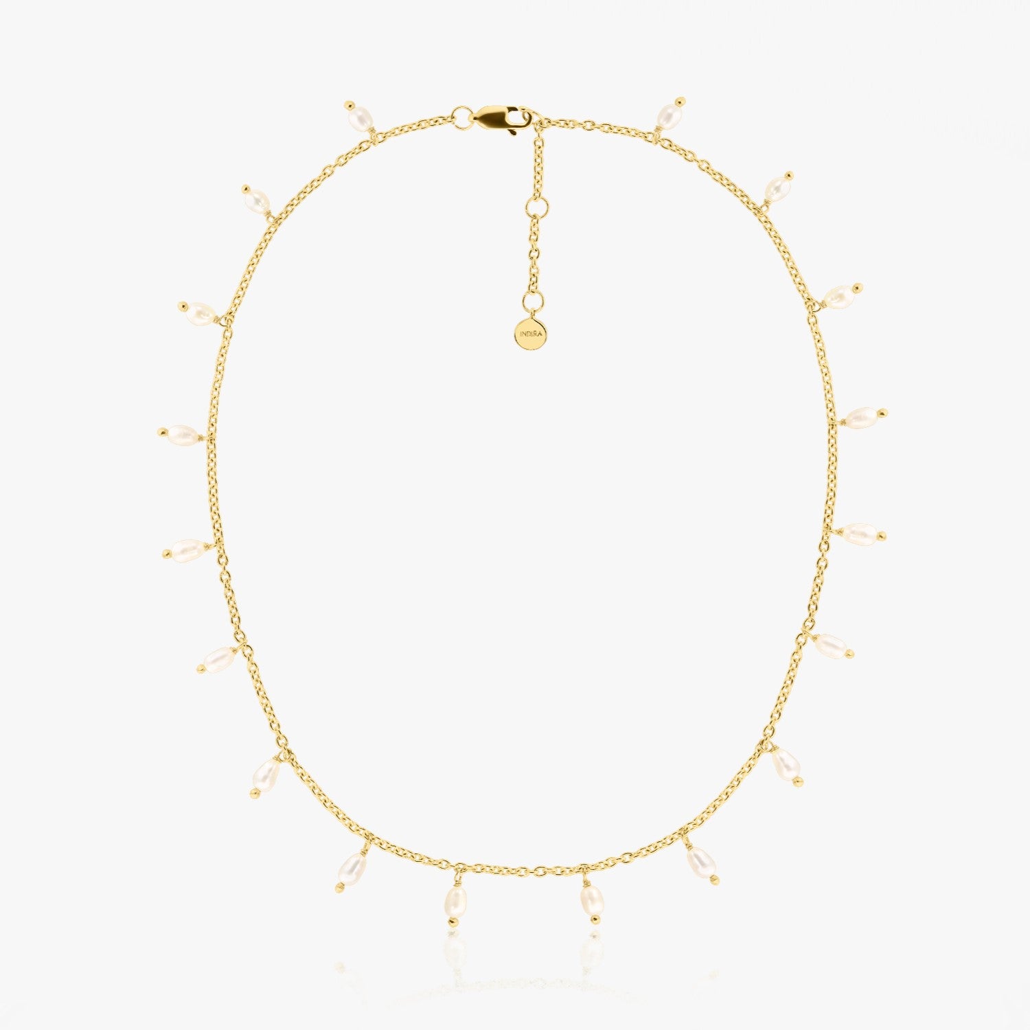 Collier en Argent avec Gouttes de Perles Dorées - Perles Naturelles