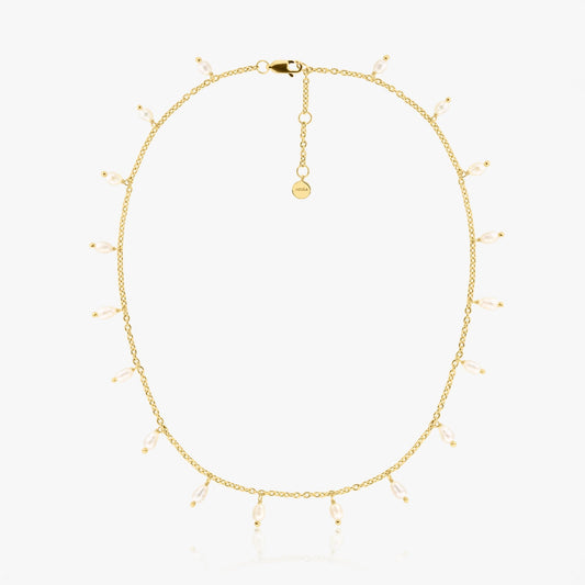 Collier Argent avec Perles Dorées - Perles Naturelles