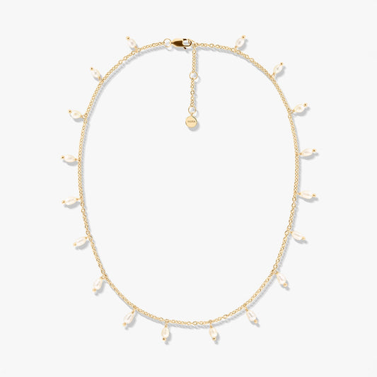 Collier Argent avec Perles Dorées - Perles Naturelles