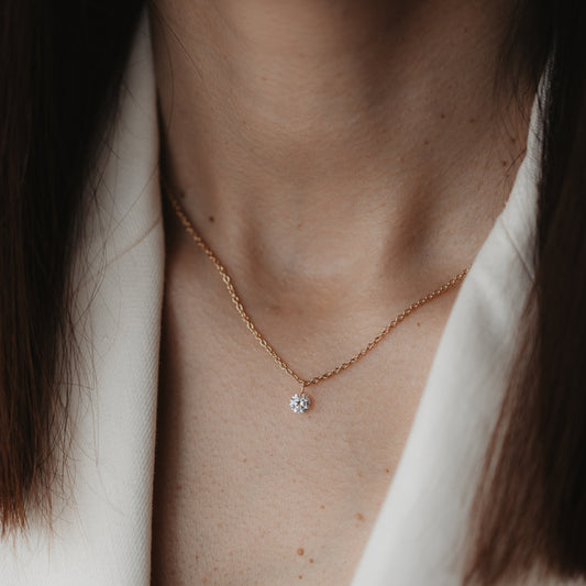 Colier din argint Golden Solitaire - Zirconiu