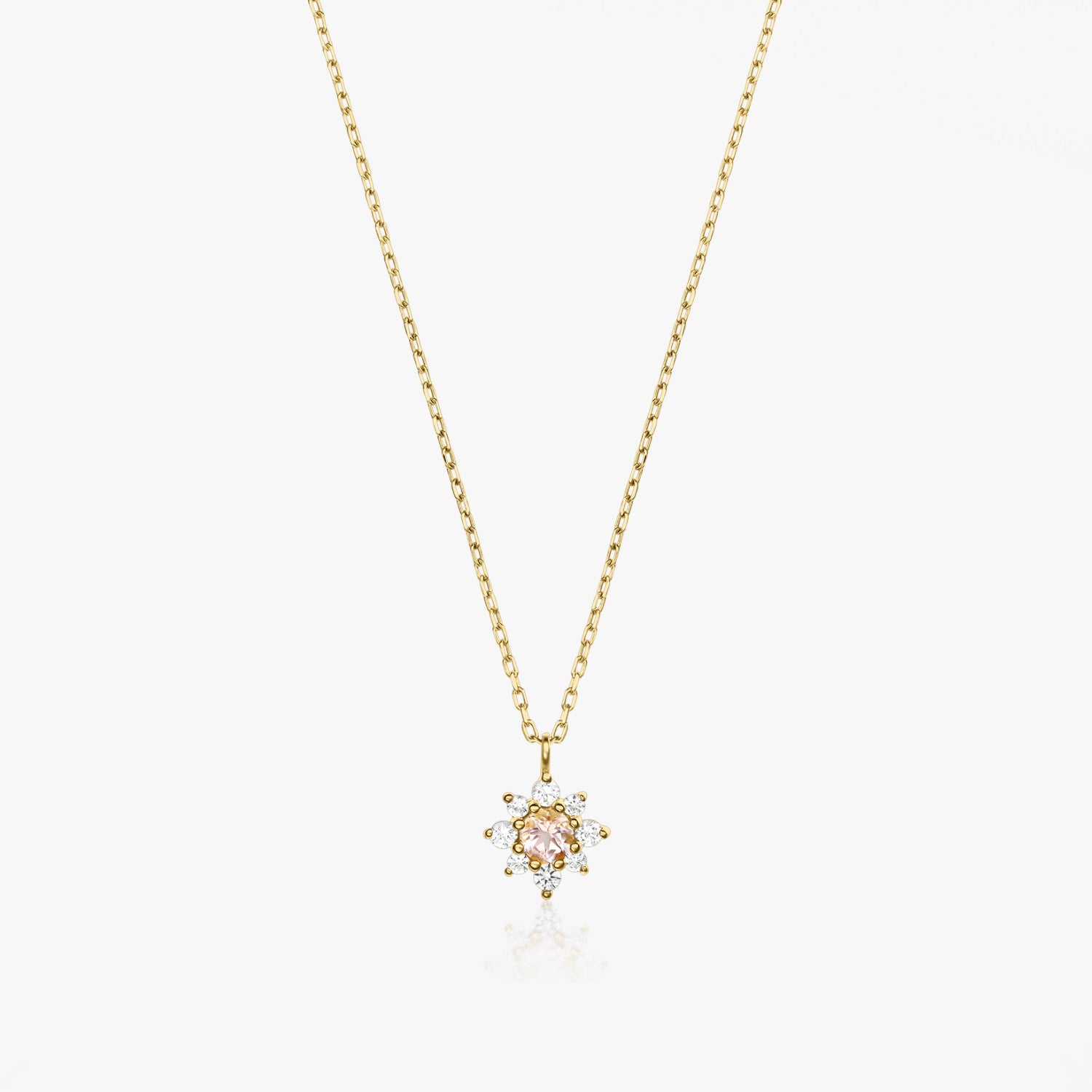 Collier Flora Or Jaune - Saphir Blanc, Morganite Rose