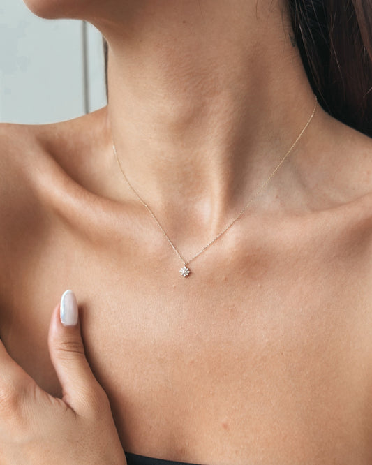 Collier Flora Or Jaune - Saphir Blanc, Morganite Rose